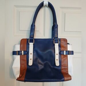 NICCI Blue, White And Brown Purse